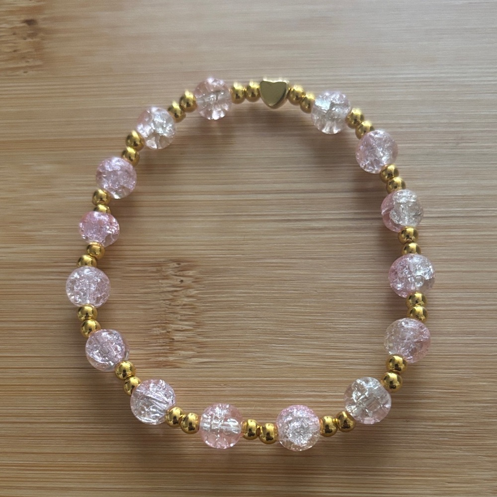Pink and Gold Beaded Bracelet